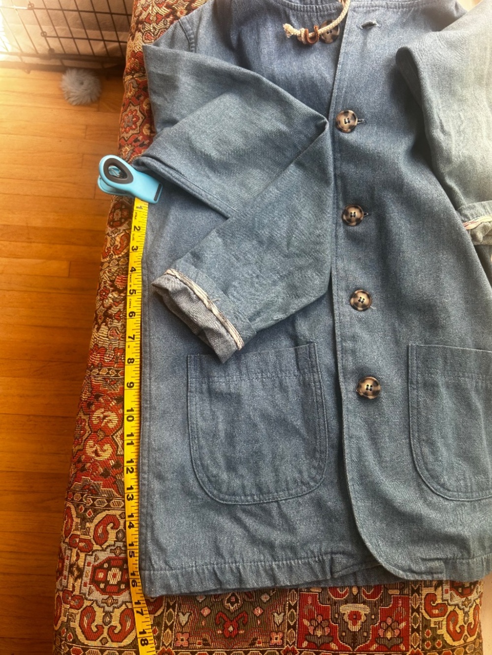 mollusk chambray hooded chore jacket size small - Picture 9 of 11